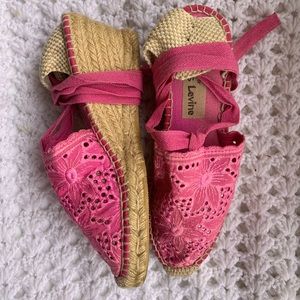 Pink Boho Espadrille wedge ballet esq lace up